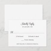Eenvoudige klassieke bruiloft RSVP kaartje (Voorkant / Achterkant)