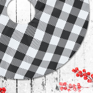 Eenvoudige klassieke buffel Controleer zwart wit p Kerstboom Rok