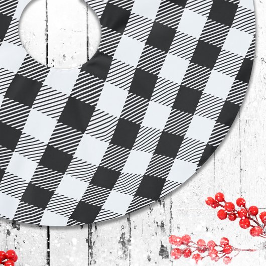 Eenvoudige klassieke buffel Controleer zwart wit p Kerstboom Rok