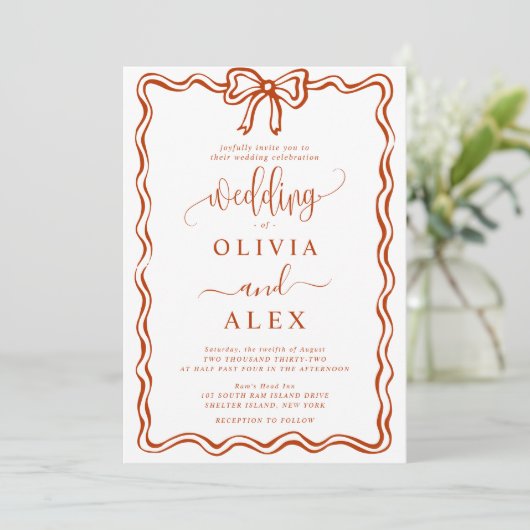 Eenvoudige klassieke Doodles bruiloft uitnodiging (Staand voorkant)