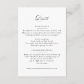 Eenvoudige klassieke elegante bruiloft details informatiekaartje (Voorkant)