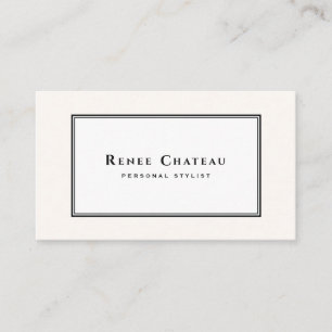 Eenvoudige klassieke elegante crème wit profession visitekaartje