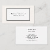 Eenvoudige klassieke elegante crème wit profession visitekaartje (Voorkant / Achterkant)