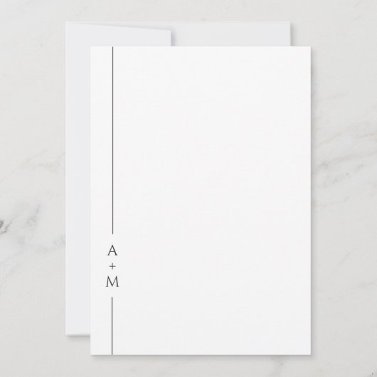 Eenvoudige klassieke elegante minimale bruiloft kaart (Achterkant)