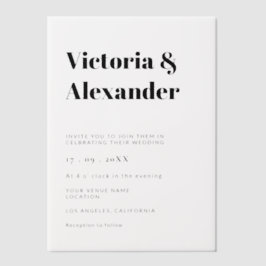 Eenvoudige klassieke elegante moderne bruiloft vellum uitnodigingen