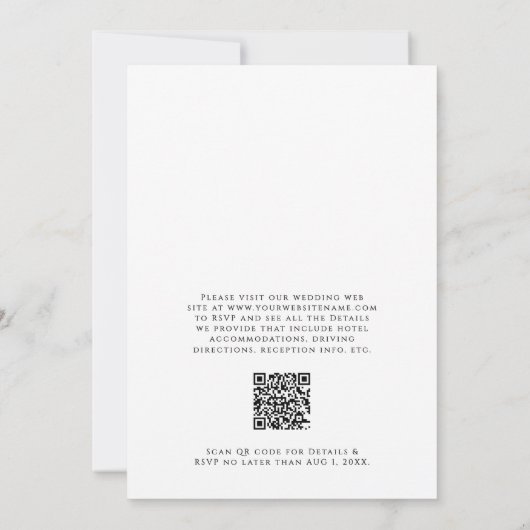 Eenvoudige Klassieke Elegante Monogram QR-code Tro Kaart (Achterkant)