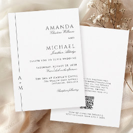 Eenvoudige Klassieke Elegante Monogram QR-code Tro Kaart