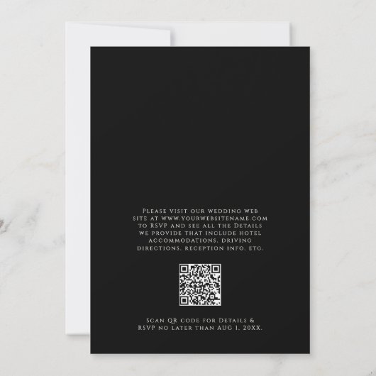 Eenvoudige Klassieke Elegante Monogram QR-code Tro Kaart (Achterkant)