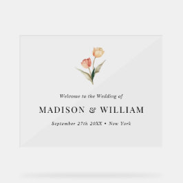 Eenvoudige klassieke elegante tulpen bruiloft welk acryl bord
