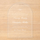 Eenvoudige klassieke elegantie script boog bruilof acryl uitnodigingen (Voorkant)