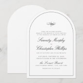 Eenvoudige klassieke elegantie script boog bruilof kaart (Voorkant / Achterkant)