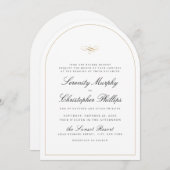 Eenvoudige klassieke elegantie script boog bruilof kaart (Voorkant / Achterkant)