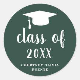 Eenvoudige Klassieke Forest Green White Gradup Ronde Sticker