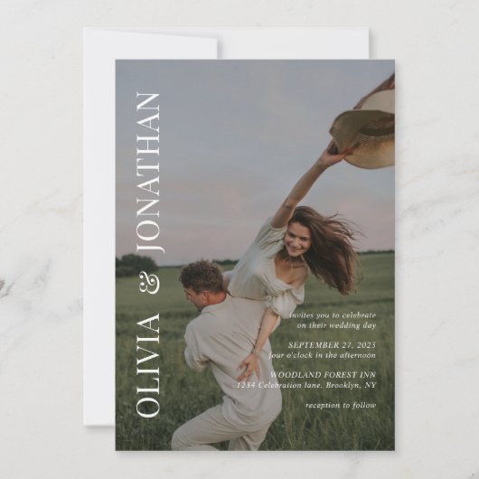 Eenvoudige klassieke foto bruiloft kaart (Voorkant)