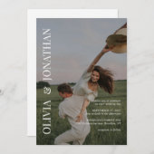 Eenvoudige klassieke foto bruiloft kaart (Voorkant / Achterkant)