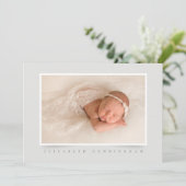 Eenvoudige klassieke foto | Meisje doop uitnodigin Kaart (Staand voorkant)