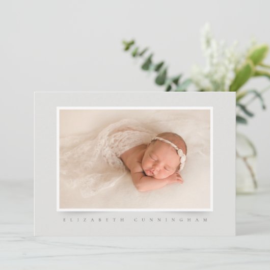 Eenvoudige klassieke foto | Meisje doop uitnodigin Kaart (Staand voorkant)