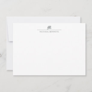 Eenvoudige klassieke Gothic Line Monogram Metallic Notitiekaartje