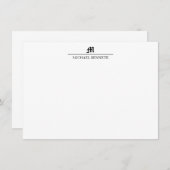 Eenvoudige klassieke Gothic Line Monogram zwart Notitiekaartje (Voorkant / Achterkant)