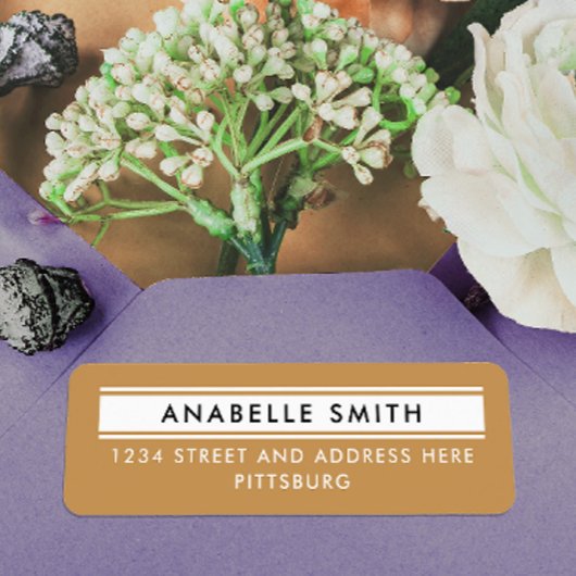 Eenvoudige klassieke gouden en zwarte retouradres  etiket