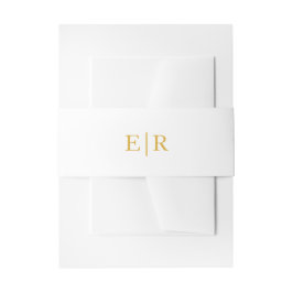 Eenvoudige Klassieke Gouden Monogram Elegante Trou Uitnodigingen Wikkel