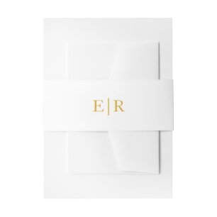 Eenvoudige Klassieke Gouden Monogram Elegante Trou Uitnodigingen Wikkel