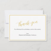 Eenvoudige Klassieke Gouden Zwarte Huwelijk Dank u Bedankkaart (Voorkant)