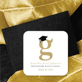 Eenvoudige Klassieke Grads Monogram Moderne Afstud Vierkante Sticker
