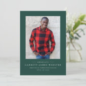 Eenvoudige klassieke groene afstuderen aankondigin (Staand voorkant)