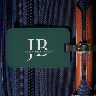 Eenvoudige Klassieke Groene Professionele Monogram Bagagelabel