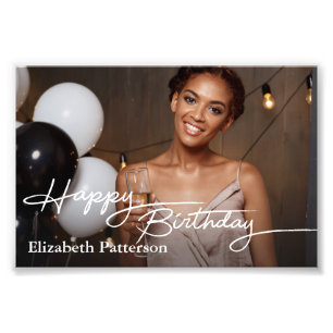 Eenvoudige klassieke Happy Birthday-foto Foto Afdruk