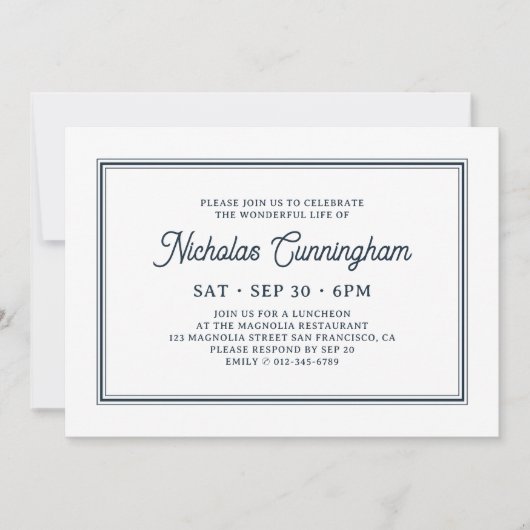 Eenvoudige klassieke herdenking van het leven kaart (Voorkant)