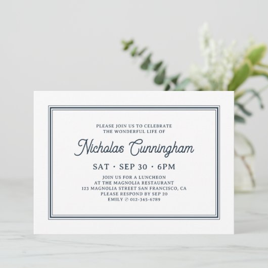 Eenvoudige klassieke herdenking van het leven kaart (Staand voorkant)