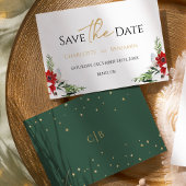 Eenvoudige klassieke kerst bruiloft flat save the date