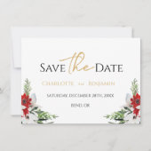 Eenvoudige klassieke kerst bruiloft flat save the date (Voorkant)