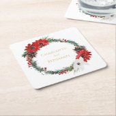 Eenvoudige klassieke kerst bruiloft kartonnen onderzetters (Schuin)