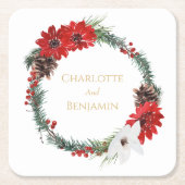 Eenvoudige klassieke kerst bruiloft kartonnen onderzetters (Voorkant)