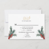 Eenvoudige klassieke kerst bruiloft menu RSVP-kaar (Voorkant)