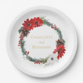 Eenvoudige klassieke kerst bruiloft papieren bordje (Voorkant)