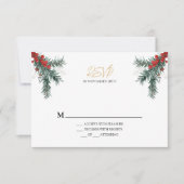 Eenvoudige klassieke kerst bruiloft RSVP Kaart (Voorkant)