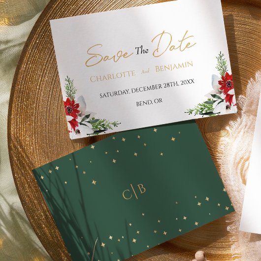 Eenvoudige klassieke kerst bruiloft save the date