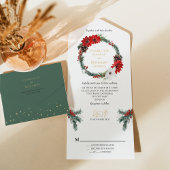 Eenvoudige klassieke kerst formele bruiloft all in one uitnodiging