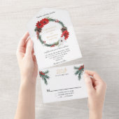 Eenvoudige klassieke kerst formele bruiloft all in one uitnodiging (Afscheurbaar)