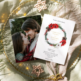 Eenvoudige Klassieke Kerst Formele Foto Bruiloft Kaart