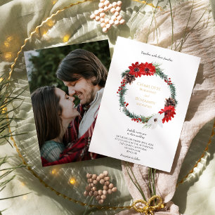 Eenvoudige Klassieke Kerst Formele Foto Bruiloft Kaart