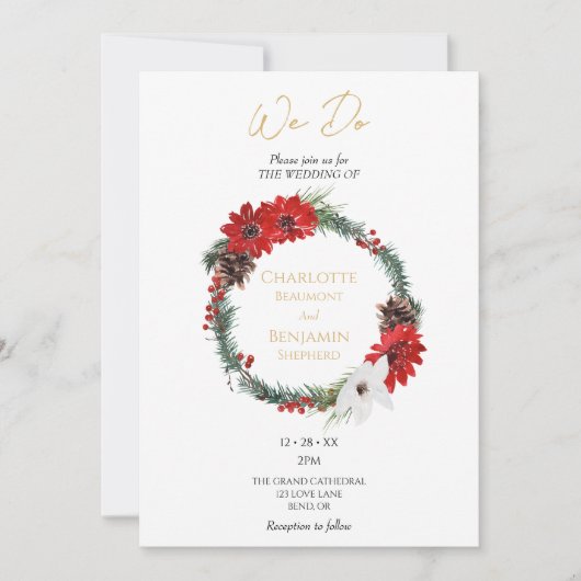 Eenvoudige klassieke kerst modern we doen bruiloft kaart (Voorkant)