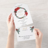 Eenvoudige klassieke kerst moderne bruiloft alles all in one uitnodiging (Afscheurbaar)