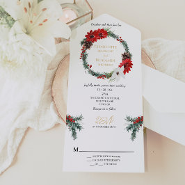 Eenvoudige klassieke kerst moderne bruiloft alles  all in one uitnodiging