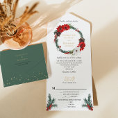 Eenvoudige klassieke kerst moderne menu bruiloft all in one uitnodiging