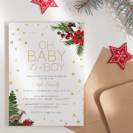 Eenvoudige klassieke kerst wit oh baby jongen douc kaart